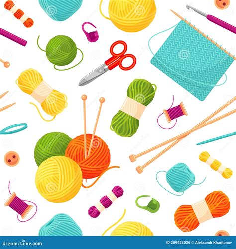 Knitting And Needlework Seamless Pattern Or Background Stock Vector
