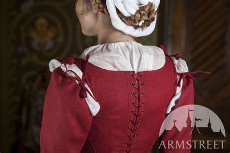 Linen Boned Corset Kirtle Dress German Rose Kirtle Medieval