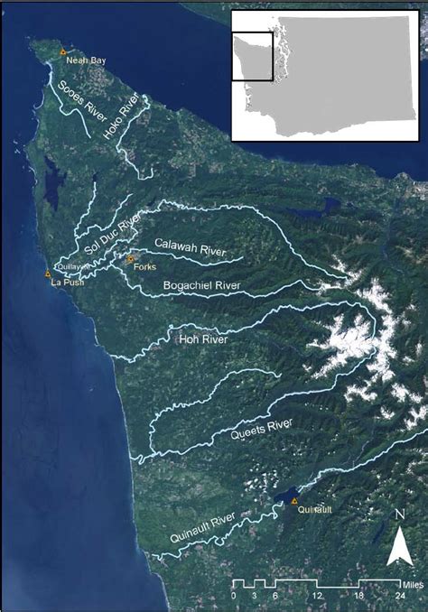 Map Of Rivers On The North Washington Coast On The Olympic Peninsula