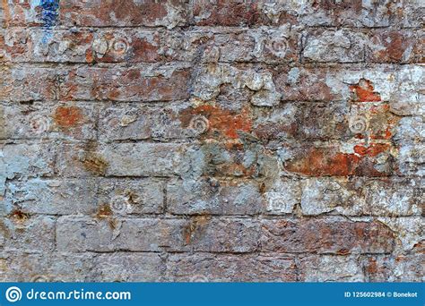 Dirty Vintage Red Brick Wall Texture With Paint Stains Abstract Brick