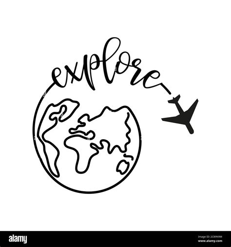 Explore Around The World Airplane Fly Around The Planet Earth Logo