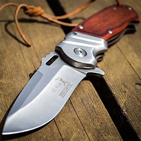 8 Elk Ridge Wood Hunting Spring Assisted Open Gentleman Folding Pocket Knife Camp Stuffs