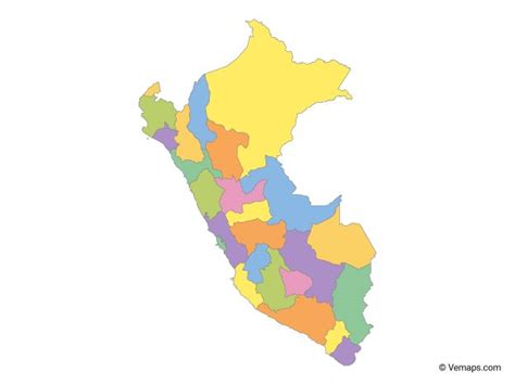 Multicolor Map Of Peru With Regions Free Vector Maps Map Vector