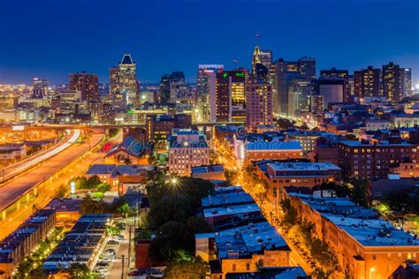 342 View Buildings Downtown Night Baltimore Maryland Stock Photos