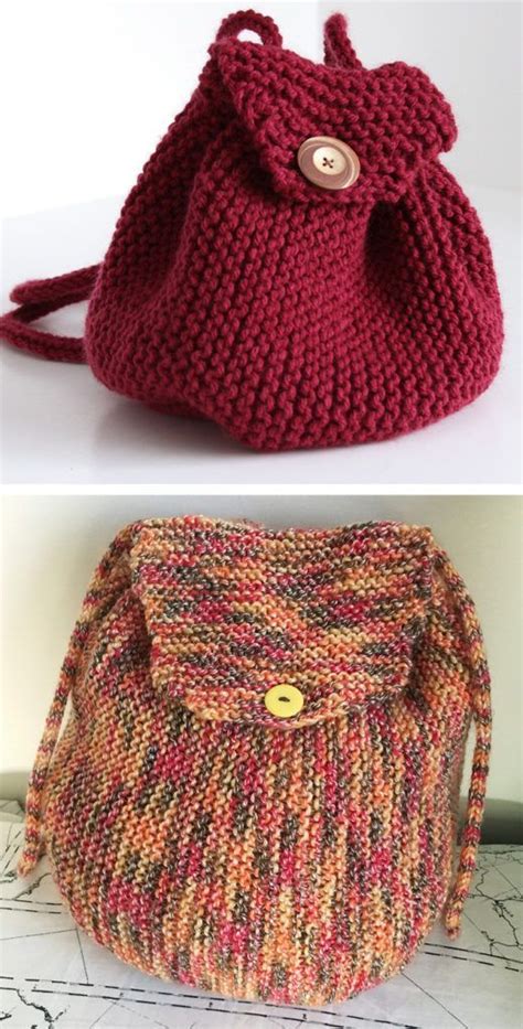 Free Knitting Pattern For Easy Garter Stitch Backpack Tasche Stricken Stricken Stricken Und