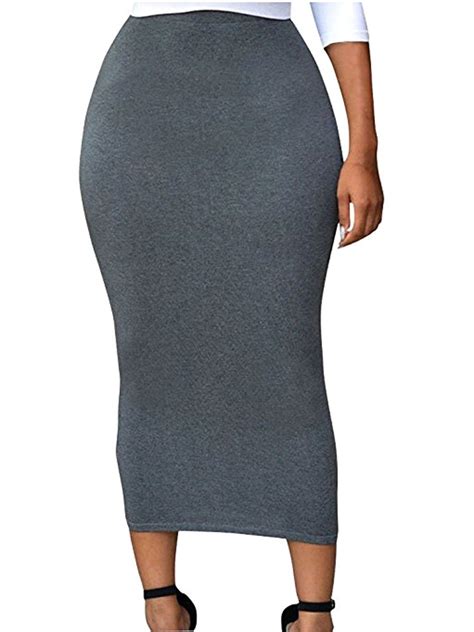 Fashion Womens Diamond Bodycon Pencil High Waisted Ladies Stretch Midi