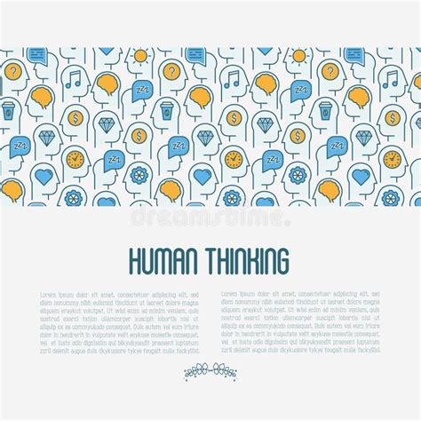 Human Thinking Concept With Thin Line Icons Stock Vector Illustration