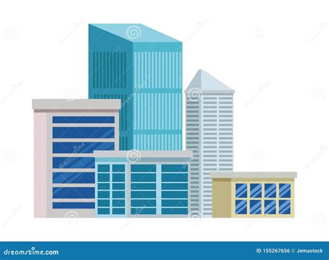 Office Buildings And Skyscraper Real Estates Stock Vector