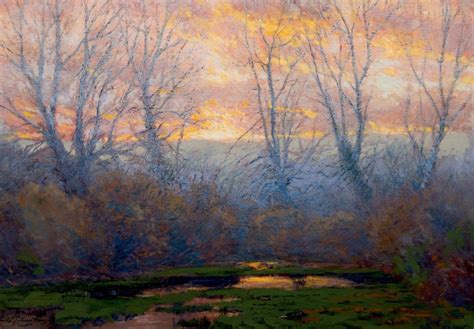 Hazy Autumn Sunset Painting Charles Partridge Adams Oil Paintings