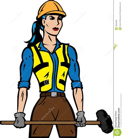 Female Construction Worker Stock Vector Illustration Of Renovate