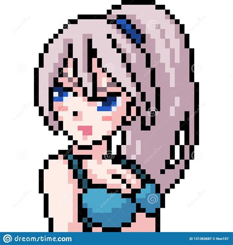 Vector Pixel Art Anime Girl Stock Vector Illustration Of
