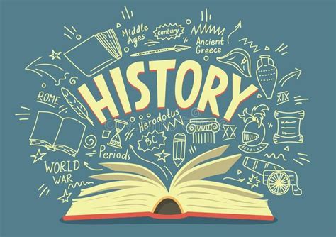History Doodles With Lettering Education Vector Illustration Vector