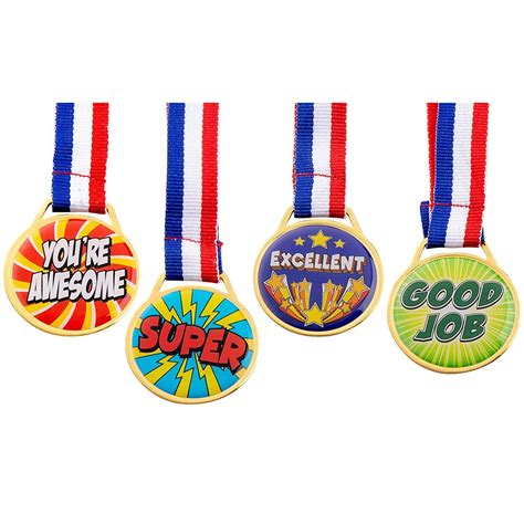 12 Pack Award Medals With Ribbons For Kids Participation Medals School