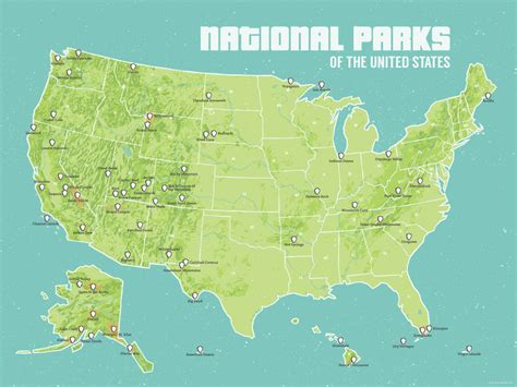 Us National Parks Map 18x24 Poster Best Maps Ever