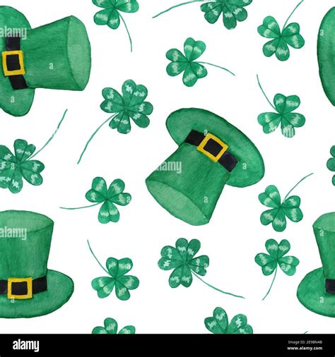 Seamless Watercolor Hand Drawn Pattern With St Patricks Day Parade