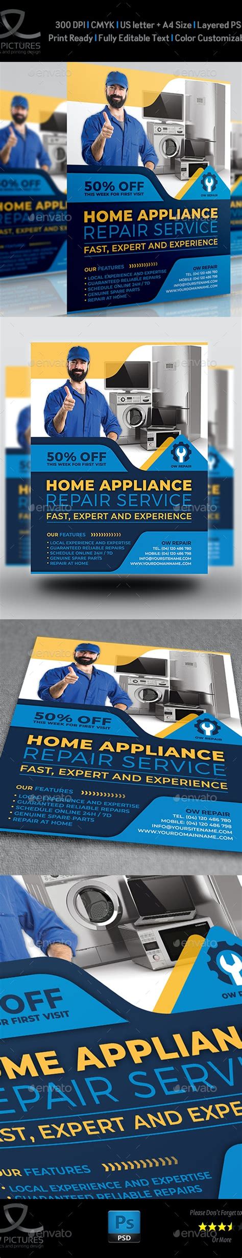 Home Appliance Repair Service Flyer Template Print Templates