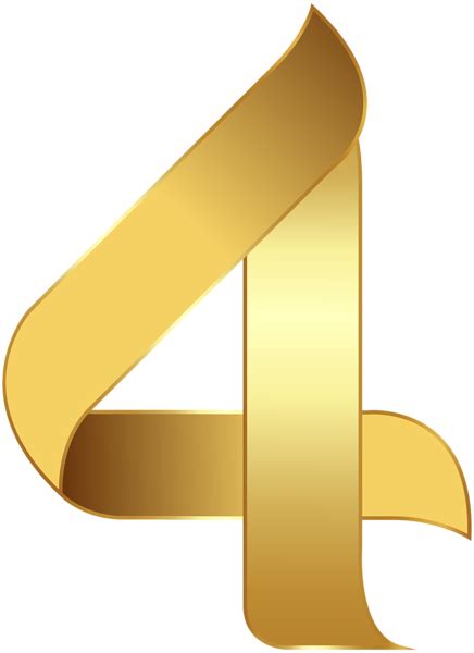The Number Four In Gold With A Ribbon Around It S Edges As Well As An