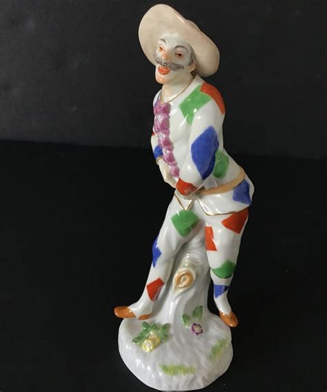 vintage meissen porcelana jester figura de arlequín etsy