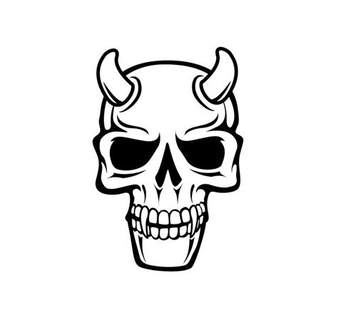 Evil Skull Illustration Lineart On White Background Canstock Clip