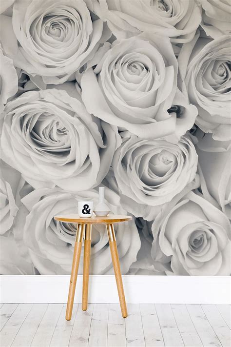 White Rose Wall Mural Wallpaper Bedroom Feature Wall Rose Wallpaper