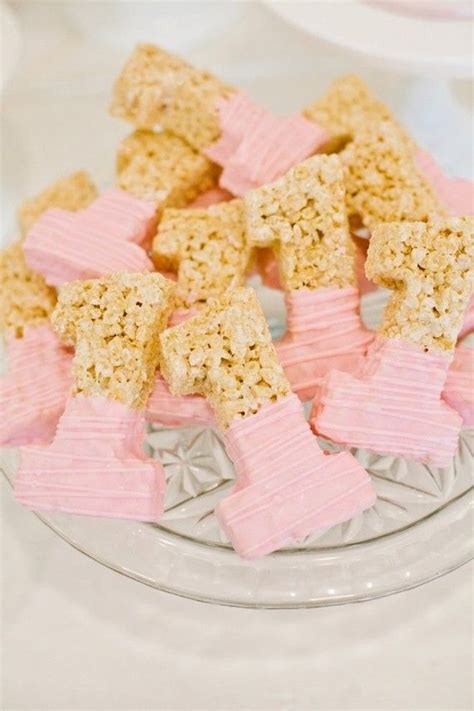 Pink Dipped Number One Rice Krispie Treats Via Pretty My Party Gold