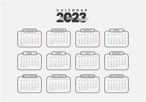 Premium Vector Minimal Simple 2023 Calendar Template