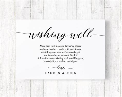Wedding Wishing Well Card Enclosure Card Wishing Well Etsy Wishing