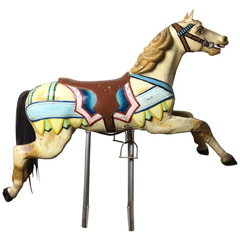 20th Century American Carved Wooden Carousel Horse For Sale At 1stdibs