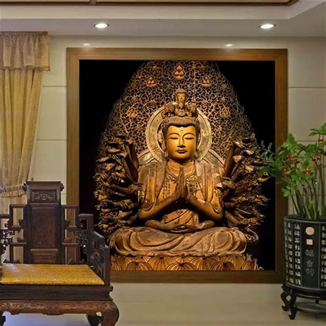 Beibehang Papel De Parede Golden Buddha Buddhist Temple Mural Custom