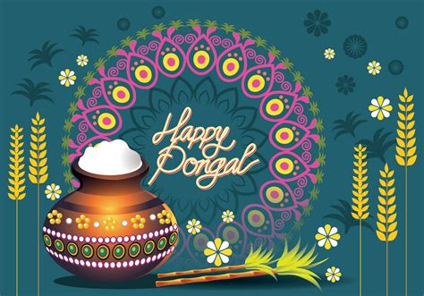 Download Vector Illustration Of Happy Pongal Greeting Card Vector Art