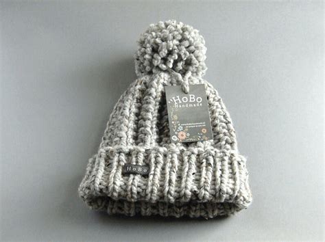 Mans Bobble Hat Available In 9 Colours Hobo Handmade Winter Hat Thick