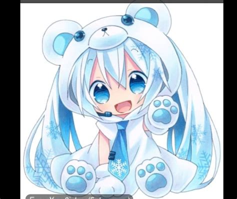 Cute Little Anime Girl With A Polar Bear Costume