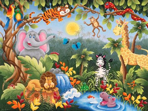 Image For Jungle Fun Animal Mural Jungle Mural Jungle Wall Mural