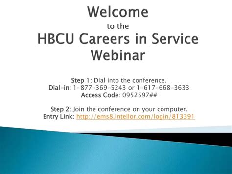 Ppt Welcome To The Hbcu Careers In Service Webinar Powerpoint