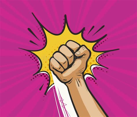 Punch Pop Art Retro Comic Style Clenched Fist Cartoon Vector Illustration Stock Vector
