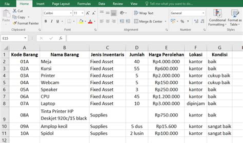 Cara Mudah Membuat Daftar Inventaris Kantor Excel Dengan Template Dan