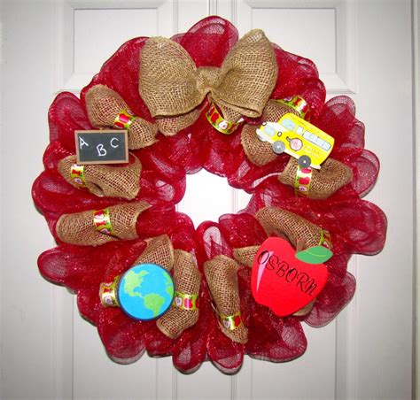 Teacher Deco Mesh Wreath Mesh Ribbon Wreaths Holiday Wreaths Diy