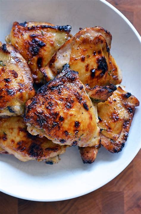 On that grocery trip we finally took i got a huge package of bone in skin on chicken thighs, 25 after browning the thighs, you take them out to slowly fry a ton of onions and garlic. The Paleo Kitchen's Honey Mustard Chicken Thighs - Nom Nom ...