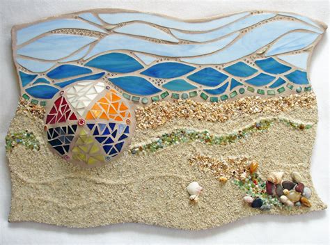 Mosaic Beach Ocean Scene Mixed Media Sculpted By Fischerfinearts