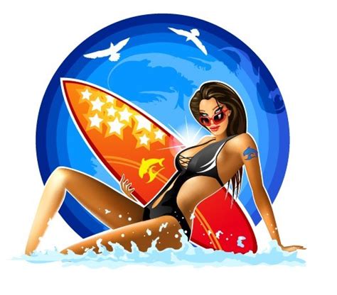 Free Vector Sexy Surfer Girl Illustration Titanui