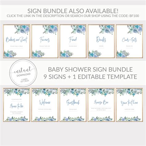 Baby Shower Address An Envelope Sign Printable Blue Floral Etsy