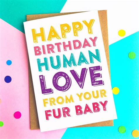 Happy Birthday Human Love From Your Furbaby Funny Colourful Etsy Uk