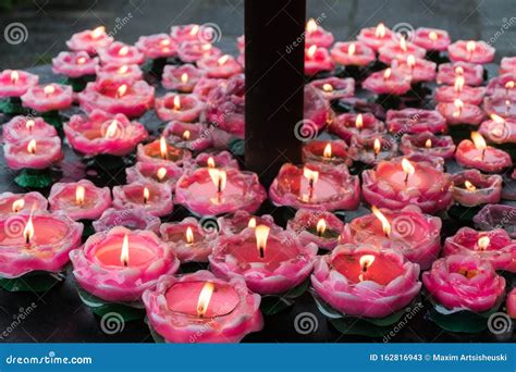 Lighting Candles In Chinese Taoist Temple Selective Focus Macro