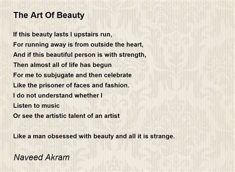 The Art Of Beauty The Art Of Beauty Poem By Naveed Akram