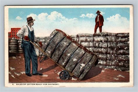 Bales Of Cotton Ready For Shipment Vintage C1919 Postcard Ebay