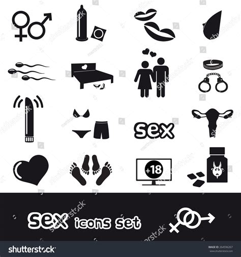 Sex Theme Simple Black Icons Set Stock Vector 264596267 Shutterstock