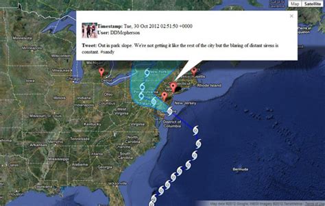 Real Time Website Tracks And Maps Tweets Related To Hurricane Sandy