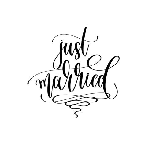 Inscrição de letras de mão recém casada para convite de casamento ou design de dia dos namorados