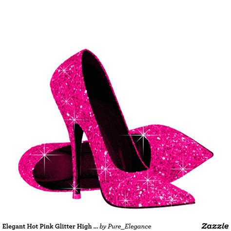 Elegant Hot Pink Glitter High Heel Shoes Cutout Pink