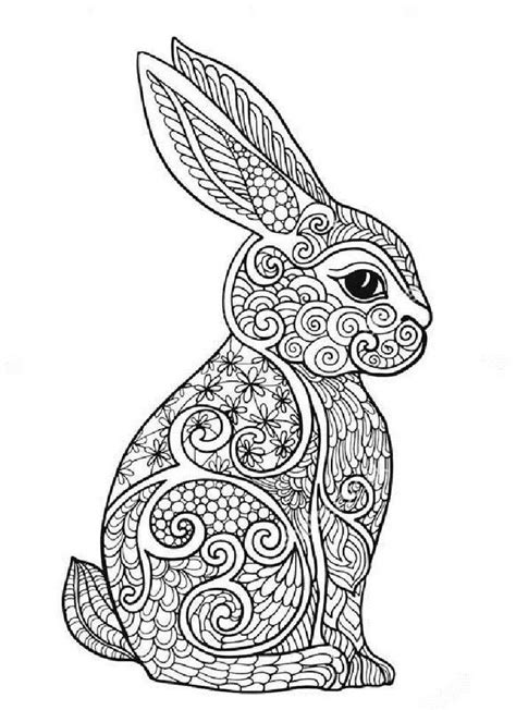 Rabbit Art Therapy Coloring Pages | Coloriage mandala animaux